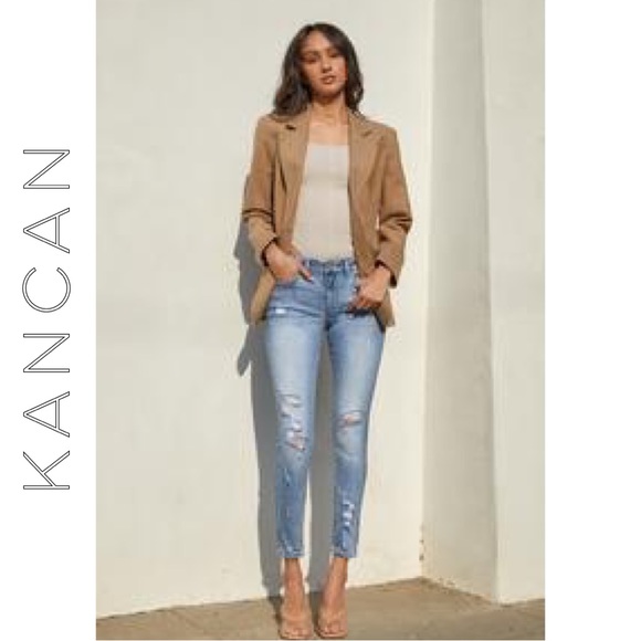 KanCan Kaleigh Mid Rise Distressed Ankle Skinny Jeans - Picture 1 of 9